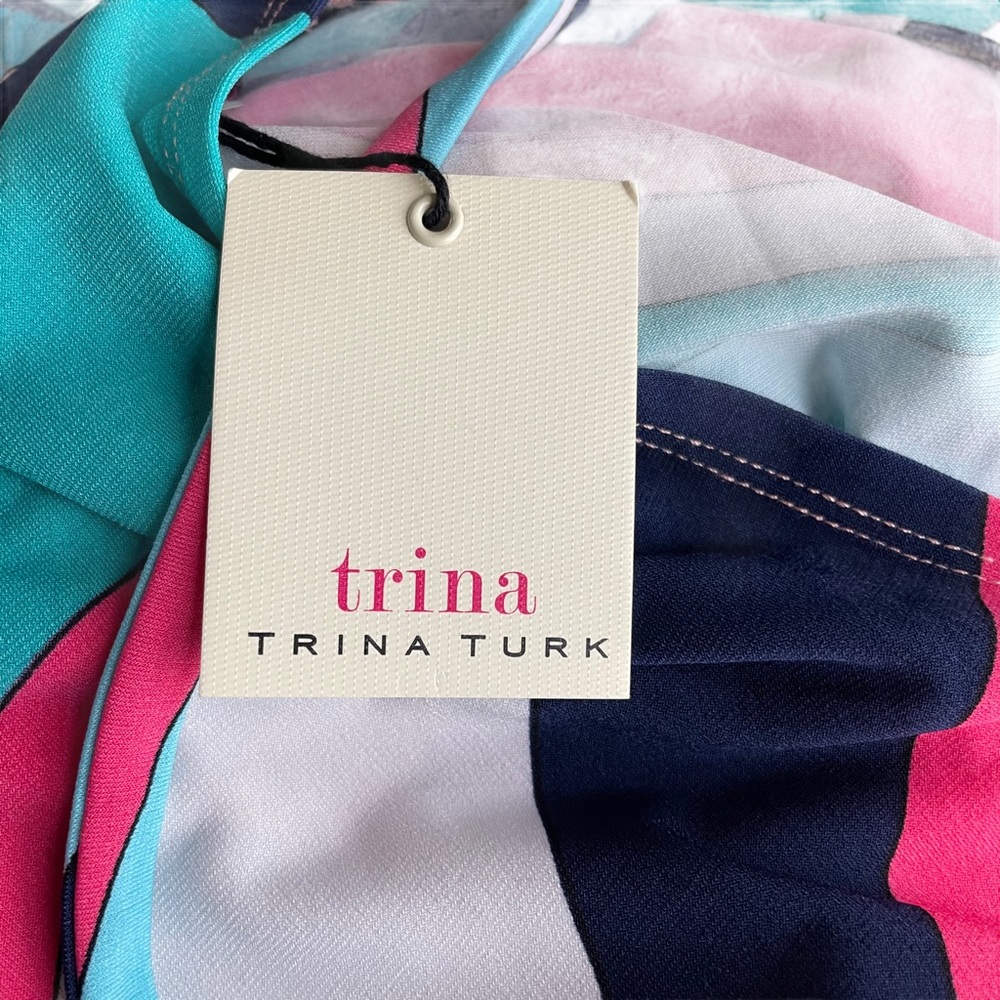 Trina Turk Milian Wave-Print Maxi Dress Size S K48 - Picture 6 of 8